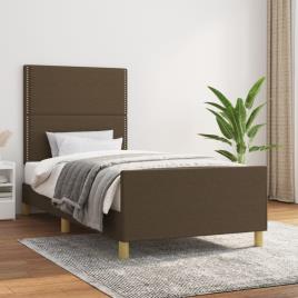 vidaXL Estrutura de cama c/ cabeceira 100x200cm tecido castanho-escuro