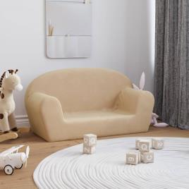 vidaXL Sofá infantil de 2 lugares pelúcia cor creme