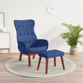 vidaXL Cadeira de descanso com banco p/ pés tecido azul