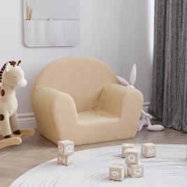 vidaXL Sofá infantil pelúcia macia cor creme