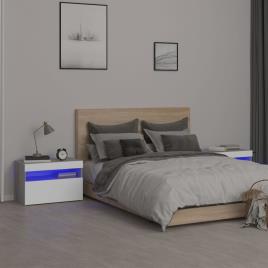 vidaXL Mesas cabeceira c/ LEDs 2 pcs 60x35x40 cm cinzento sonoma