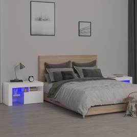 vidaXL Mesas cabeceira c/ LEDs 2 pcs 70x36,5x40 cm branco