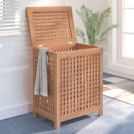 vidaXL Cesto de roupa 50x35x60 cm madeira de teca maciça
