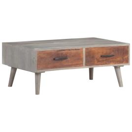 vidaXL Mesa de centro 100x60x40 cm mangueira maciça áspera cinzento