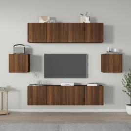 vidaXL Conjunto móveis de TV 6pcs madeira processada carvalho castanho