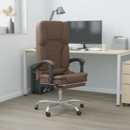 vidaXL Cadeira escritório massagens reclinável couro artif. castanho