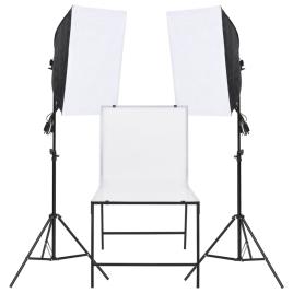 vidaXL Kit iluminação de estúdio fotográfico com mesa