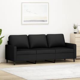 vidaXL Sofá de 3 lugares 180 cm veludo preto