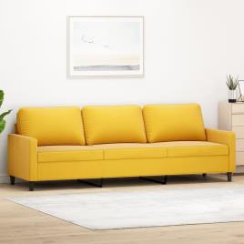 vidaXL Sofá de 3 lugares 210 cm veludo amarelo