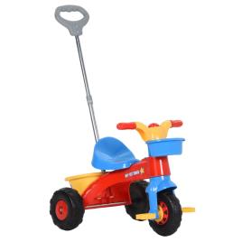 vidaXL Triciclo para crianças com pega para os pais multicor