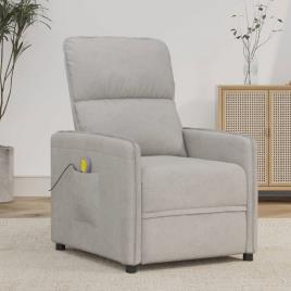 vidaXL Poltrona reclinável massagens tecido de microfibra cinza-claro