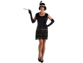 Fato de Mulher EL REY DEL CARNAVAL Charleston Preto  (M )