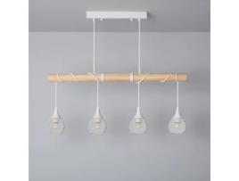 Candeeiro Suspenso ILUZZIA (Branco - Alumínio, Madeira - 135x90 cm)