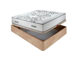 Conjunto de Colchão e Somier AZNAR (105x190cm - Viscoelástico e Madeira - Branco)