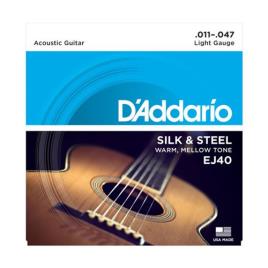 Jogo de Cordas para Guitarra Acústica Folk EJ40 Silk & Steel 