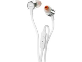 Auriculares Com fio JBL T 210 (In Ear - Microfone - Prateado)