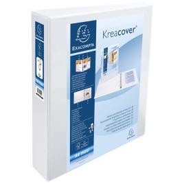 EXACOMPTA Dossier Kreacover® de 4 argolas em D de 50 mm, A4 Maxi, 460 folhas, Capas Personalizáveis, Lombada de Cartão com Polipropileno, Branco
