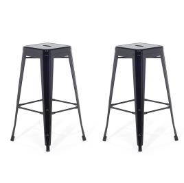 Conjunto de 2 bancos de bar 76 cm pretos CABRILLO