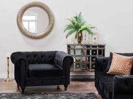 Poltrona em veudo preto CHESTERFIELD