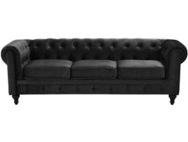 Sofá BELIANI Chesterfield (Preto - Tecido - Lugares: 3)