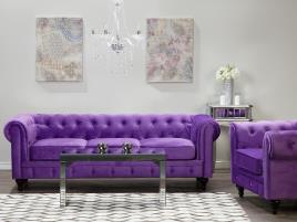 Sofá de 3 lugares em veludo violeta CHESTERFIELD