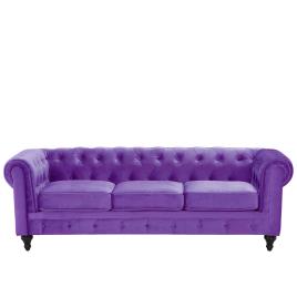 Sofá de 3 lugares em veludo violeta CHESTERFIELD