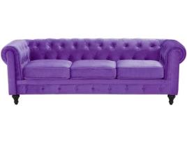 Sofá BELIANI Chesterfield (Roxo - Tecido - Lugares: 3)