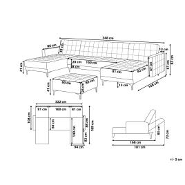 Sofá-cama em forma de U de 5 lugares com repousa-pés em tecido cinzento escuro ABERDEEN