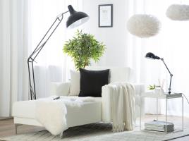 Sofá chaise longue reclinável em pele sintética branca ABERDEEN