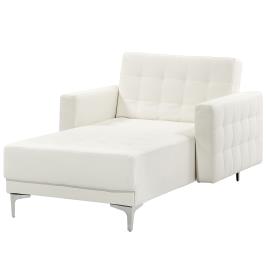 Sofá chaise longue reclinável em pele sintética branca ABERDEEN