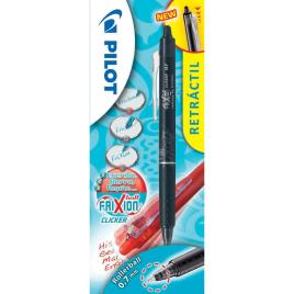 PILOT Esferográfica de Gel Retrátil FriXion Ball Clicker, Ponta Média de 0,7 mm, Corpo Preto com Pega, Tinta Preta