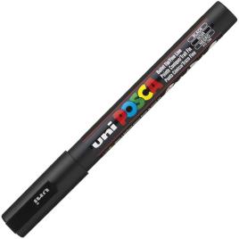POSCA Marcador PC-3M, Ponta Redonda Fina 0,9 mm - 1,3 mm, Tecnologia de tinta líquida, Preto