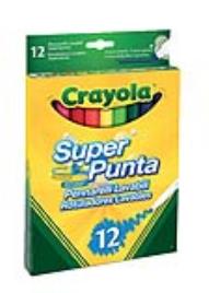 12 Marcadores Super Ponta de Cores Lavável