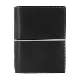 Filofax Organizador de Bolso Dominó, Couro Liso, Preto