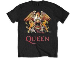 T-Shirt QUEEN Classic Crest preta XL