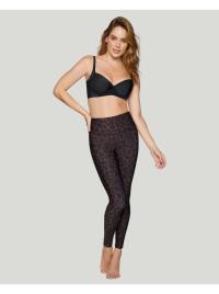 Tiro alto de legging de face dupla com controle abdômico estampado e fundo inteiro multicor XL