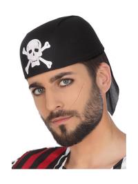 Bandana de pirata preto com caveira multicor UNIQUE