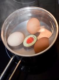 Temporizador de ovos com escalas vermelho