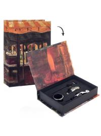 Caixa de livro de vinho 4 peças preto UNIQUE