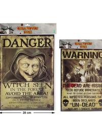 Cartaz para Halloween em 2 modelos variados 38 cm multicor UNIQUE