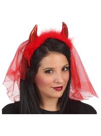 Véu com chifres e marabu multicor UNIQUE