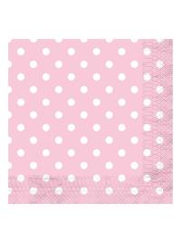 12 guardanapos rosa com bolinhas brancas 33x33 multicor UNIQUE