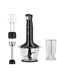 Set de Varinha Picador Multiusos Batedor, Velocidade Ajustável, lâminas Aço Inox preto UNIQUE