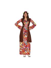 Fantasia de Hippie com Vestido Longo para Mulher multicor M