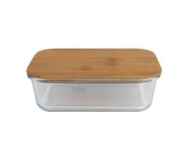 Caixa Retangular com Tampa de Bambu 1500 Ml.