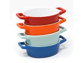Conjunto de 4 Mini Assadeira Oval de Cerâmica Ideal para Forno