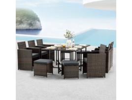 Conjunto de Móveis de Jardim [EN.CASA]  (Preto - Aço, Polirattan - 73 x 169 x 110,5 cm)