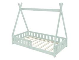 Berço com Protecção Anti-Queda e Estrutura de Ripas 80x160 cm de Hortelã Feito de Madeira de Pinho ML-DESIGN