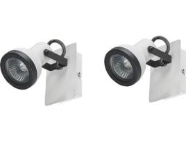 Conjunto de 2 Candeeiros BELIANI de Parede em Metal Preto e Branco Baro