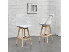 Conjunto de Cadeiras de Jantar [EN.CASA] Lublin Branco (Couro sintético, Faia - 105 x 48 x 58 cm)